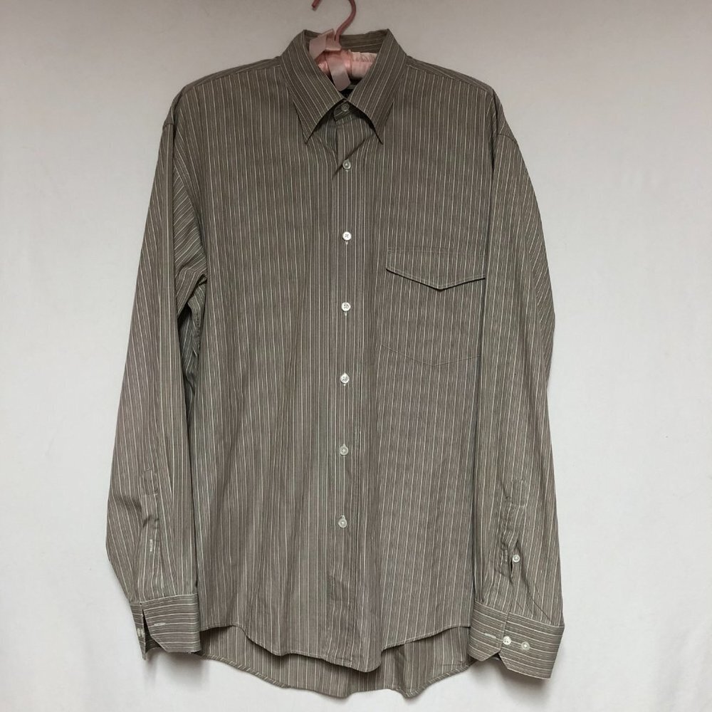 NWOT Hugo Boss Light Brown/Taupe/Off White Striped Dress Shirt Size 39/15.5